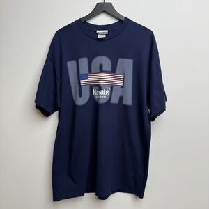 Y2K Harrahs American Flag Shirt Navy XL Cotton USA 4th of July America‎ Men's